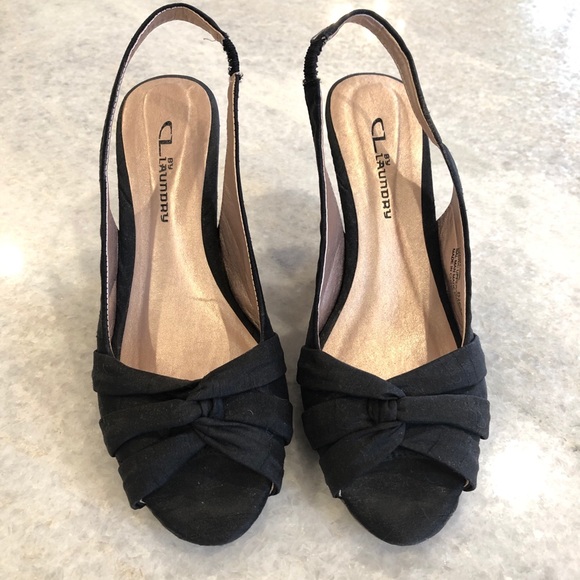 Cork-heel Peep Toe Sling Backs - Picture 3 of 6